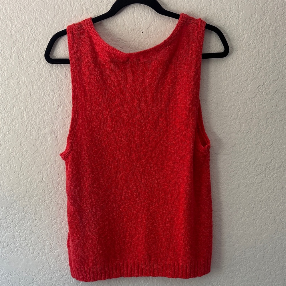J. Crew Factory Vibrant Coral Pink Red Knit Tank Top VNeck NEW WITH TAGS NWT - Picture 3 of 7